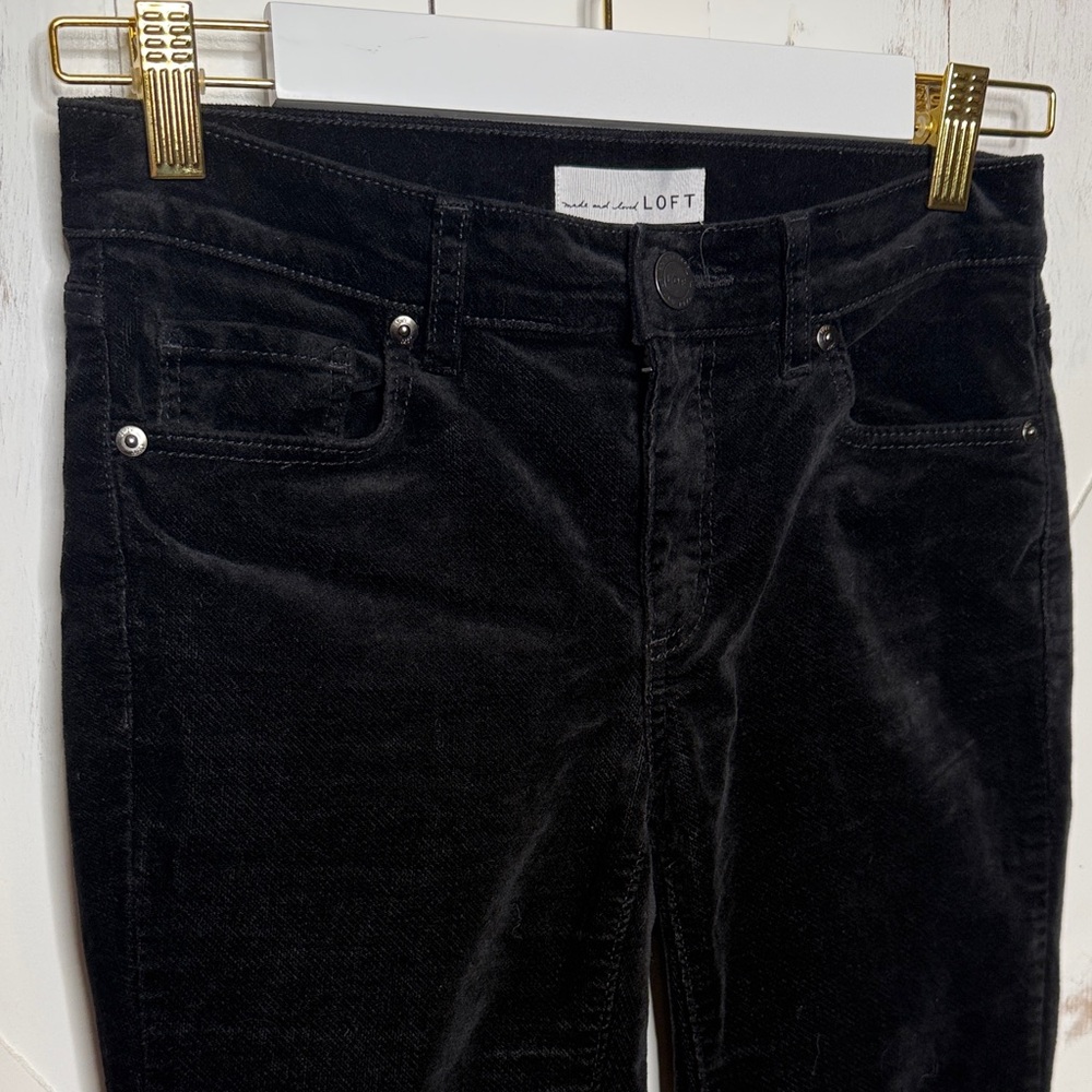 LOFT Black Velvet Slim Fit Pants - Picture 13 of 16